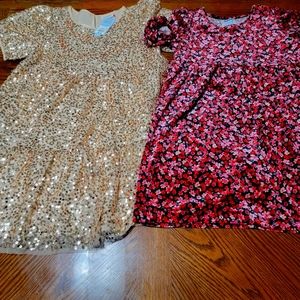 Old Navy Cat and Jack girls plus gold sequin floral dresses